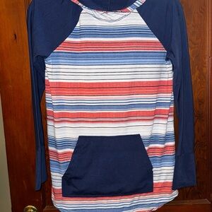 LuLaRoe Red, White, & Blue Striped Top